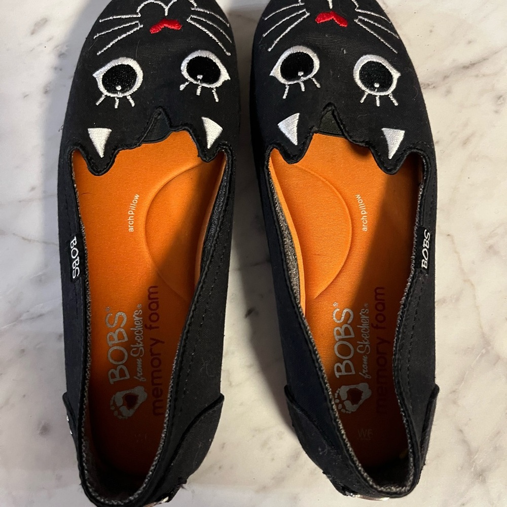 Skechers BOBS Black Cat Slip-On Shoes - Picture 6 of 8